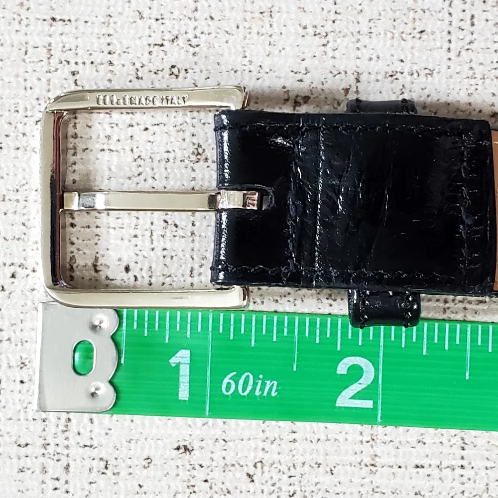 Black Genuine Cow Leather Eelskin Textured Finish, Silver Buckle, Wm's 34, NWOT